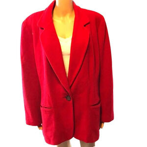 Harve’ Benard Pour La Famme Wool Blend 1 Button Women Coat Blazer Size Xl Pocket